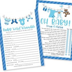Very Good Buy Blue Baby Shower Games For Boys Double Sided Word