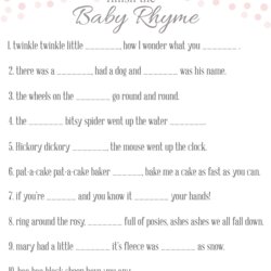 Free Baby Shower Games Printouts Activity Shelter Printable Game Easy Girl Print Rhyme Girls Boy Finish