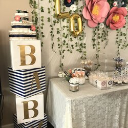 Outstanding Baby Shower Floral Decor Blocks And Large Paper Flower Simple Cute Girl Girls Themes Decorating