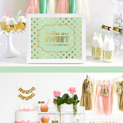Champion Gender Neutral Baby Shower Ideas Decorations Party Attractive Mint Gold Guests Still Left Any After