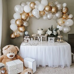 Fine Neutral Color Boy Baby Shower Decorations Balloon Balloons