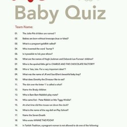 Exceptional Baby Shower Quiz Questions