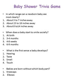 Preeminent Funny Baby Shower Quiz Questions And Answers Trivia Game