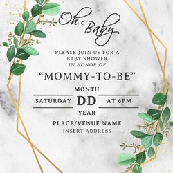 Magnificent Free Greenery Geometric Baby Shower Invitation Templates For Word