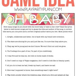 Eminent Free Printable Baby Shower Songs Guessing Game Play Party Plan Tune