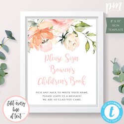 Cool Baby Shower Guest Book Instant Download Pink Tree Sign Editable