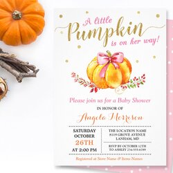 Marvelous Little Pumpkin Fall Baby Shower Invitations Invites