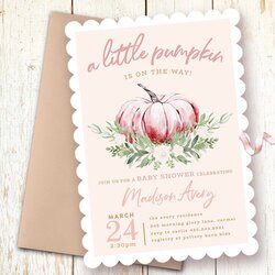 Peerless Pink Pumpkin Girl Baby Shower Invitations Little Is