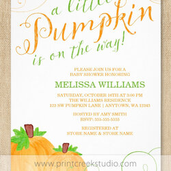 Sublime Fall Pumpkin Baby Shower Invitations Print Creek Studio Inc Little Watercolor Invitation
