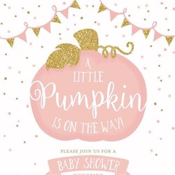 Worthy Little Pumpkin On The Way Invitation Girl Baby