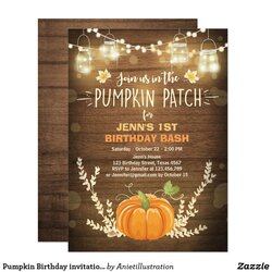 Pumpkin Birthday Invitation Patch Autumn Fall