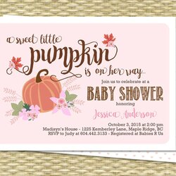 Magnificent Little Pumpkin Baby Shower Invitation Girl Fall