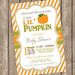 Superb Fall Little Pumpkin Baby Shower Invitation Orange Brown