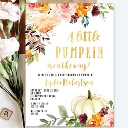 Baby Shower Pumpkin Fall Template Invitation Little Way Editable