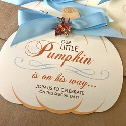 Great Our Little Pumpkin Invitation Blue Baby Shower