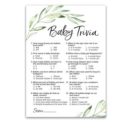 Matchless Buy Greenery Baby Shower Game Trivia Games Pack Of Fun