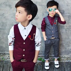 The Highest Quality New Fashion Kids Baby Boys Gentleman Suit For Wedding Clothes Waistcoat Boy Kid Blazer