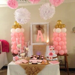 Superlative Girl Baby Shower Decorations Para Showers Decoration Gold Themes Party Centerpieces Os Cute