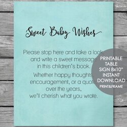 Perfect Printable Baby Wishes Book Sign Teal Watercolor Print It Shower Boy Visit