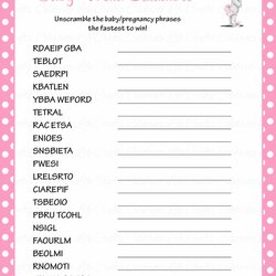 Word Scramble Baby Shower Game Princess Theme For Scrambles Crafts
