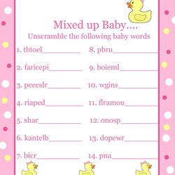 Sterling Free Baby Shower Game Games Printouts Scramble
