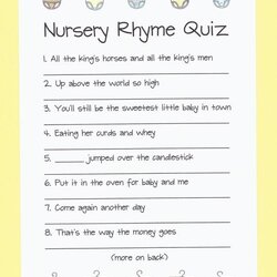 Sublime Free Printable Baby Shower Nursery Rhyme Games With Answer Key