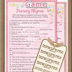 Super Free Printable Baby Shower Nursery Rhyme Games With Answer Key
