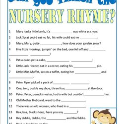Perfect Baby Shower Nursery Rhyme Game
