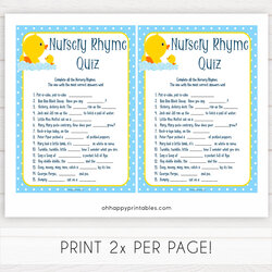 Free Printable Baby Shower Nursery Rhyme Games With Answer Key