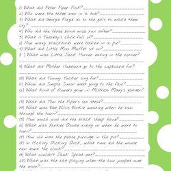 Best Images Of Nursery Rhyme Game Printable With Answers Baby Shower Via