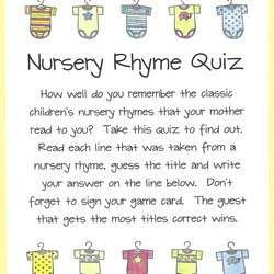 High Quality Nursery Rhyme Quiz Baby Shower Game Name The Rhymes