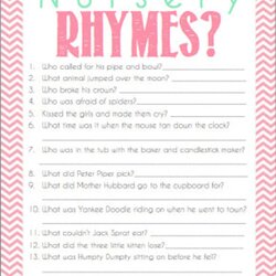 Supreme Nursery Rhyme Quiz Baby Shower Game Printable Ready To Go Rhymes