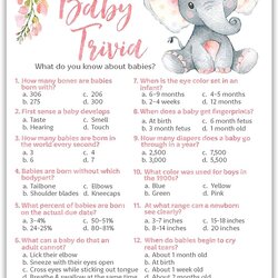Terrific Pink Baby Shower Game Trivia Printable
