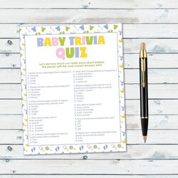 Champion Baby Shower Trivia Game Quiz Printable Neutral