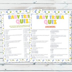 The Highest Quality Baby Shower Trivia Printable