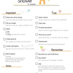Baby Shower Checklist Examples Planning Party Example Showers Plan Checklists Business Amazing Things Free