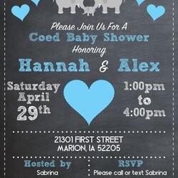Smashing Elephant Coed Boy Baby Shower Invitation