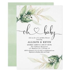 Magnificent Coed Baby Shower Free Printable Invitations Greenery Invitees Typically Couples Family Padding