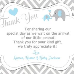 Elephant Thank You Card Baby Shower Themes Gifts Cards Wording Gift Note Notes Invitations Examples Boy