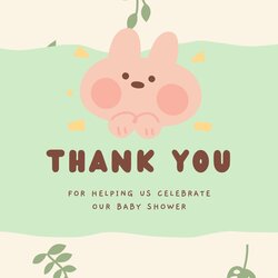 The Highest Quality Printable Nursery Card Thank You Baby Shower Editable Peach And Green Illustrated Cards