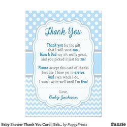 Baby Shower Thank You Card Blue Polka Dots In Cards Wording Gifts Visit Boy