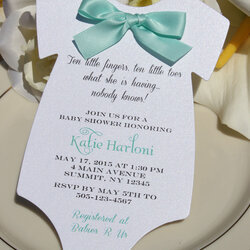 Marvelous Baby Shower Invitation For Boy Or Girl In Shape Of With Aqua Invitations Invites Satin Bow Cards
