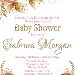 Super Floral Pink Gold Baby Shower Invitation Girl Invites Wording Announcements Invite