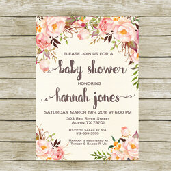 Terrific Baby Shower Invitation Printable Invitations Girl Shabby Chic Invites Girls Floral Flowers Favors