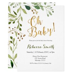 Matchless Gold Greenery Oh Baby Shower Invitation