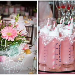 Excellent Home Confetti Elegant Baby Girl Shower Decoration Theme Themes Unique Favors Pink Bottles Girls