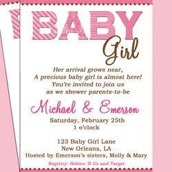 Swell Baby Shower Invitation Wording For Girl Invitations Printable Invite Invites Templates Message Girls
