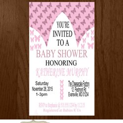 High Quality Pink Butterfly Baby Shower Digital Invitation Girl