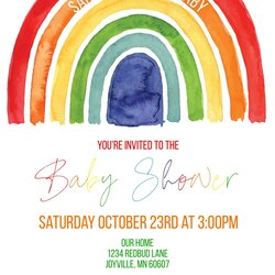The Highest Quality Rainbow Baby Shower Invitation Instant Access Editable Digital Download Template