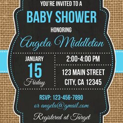 Tremendous Burlap Baby Shower Invitation Digital Printable Blue